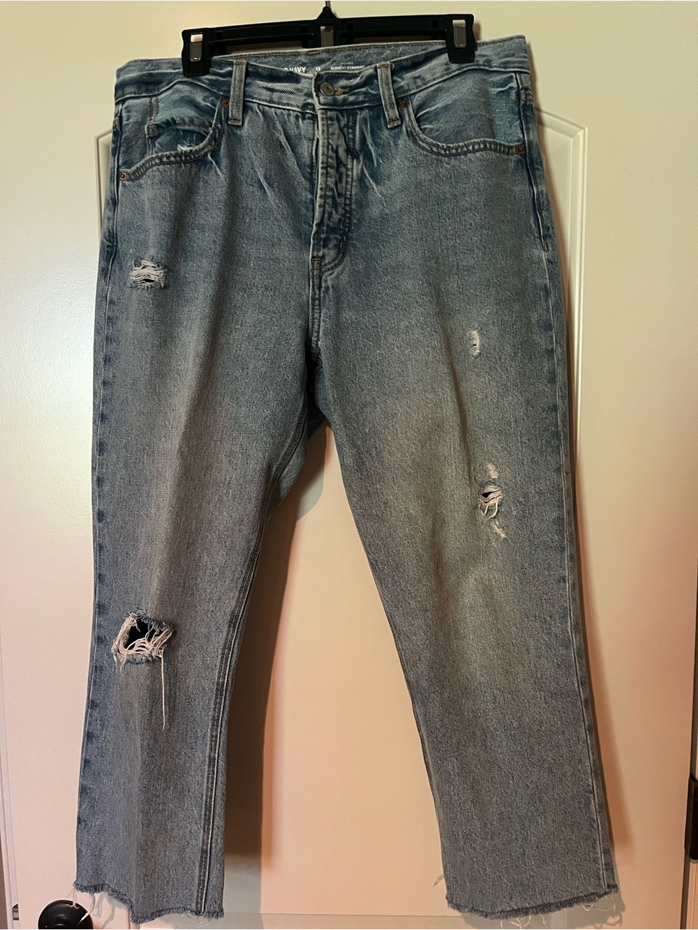Old Navy slouchy strait. Light Wash Distressed Straight-Leg Jeans